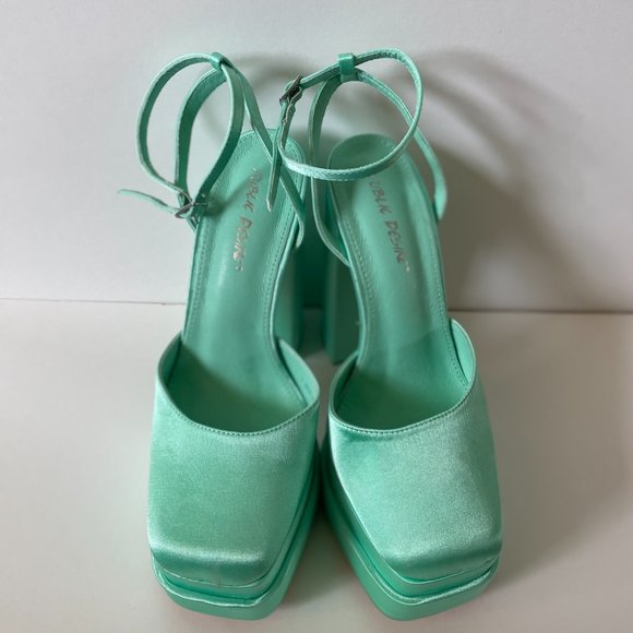 Public Desire Wide Fit Exclusive Moonchild platform heeled shoes in pale green - Picture 3 of 5